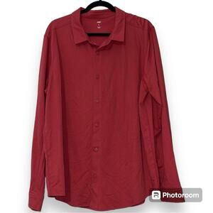 dip mens casual long sleeve button down coral rust orange red casual wear top
